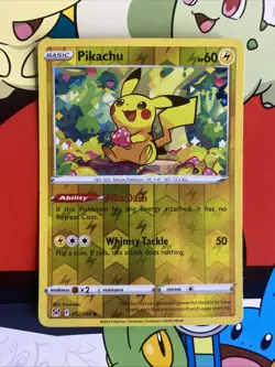 Pikachu 52/196 Lost Origin Reverse Holo Pokemon Card 2022 - Image 1