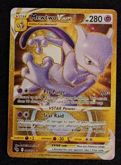 2022 Pokemon GO Mewtwo VSTAR Gold Secret Rare #086/078 EX-NM - Image 1