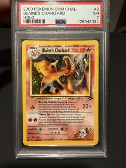 Pokemon TCG Blaine's Charizard 2/132 Gym Challenge 2000 WOTC Holo PSA 7 NEW CERT - Image 1
