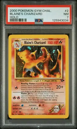 Pokemon TCG Blaine's Charizard 2/132 Gym Challenge 2000 WOTC Holo PSA 7 NEW CERT - Image 3
