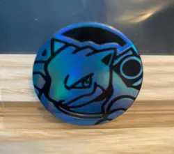 OFFICIAL! Pokemon Blastoise Coin Holo Blue. Stored And Shipped In Sleeve - Image 1