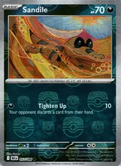 Sandile 057/086 (Master Ball Pattern) Pokemon TCG SV: Black Bolt Common NM - Image 1