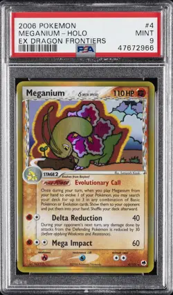 2006 POKEMON EX DRAGON FRONTIERS #4 MEGANIUM-HOLO PSA 9 - Image 1