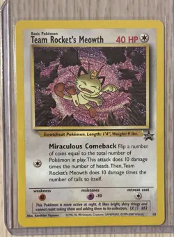 Pokemon Team Rockets Meowth 18 Black Star Promo Rare Card WOTC Vintage 1999 - Image 1