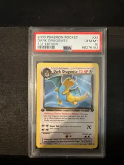 Pokemon Dark Dragonite 1st Edition Non-Holo Rare Card 22/82 PSA 10 - Image 1