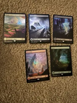 MTG magic cards 1x set of all 5 Omenpath basic lands standard showdown 2024 foil - Image 1