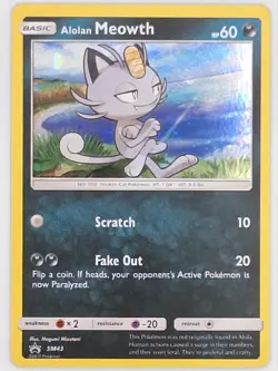 Pokemon TCG Cards Alolan Meowth SM43 Black Star Promo Holo NM - Image 1