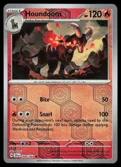 Houndoom 008/064 Reverse Holo Pokemon Shrouded Fable LP - Image 1