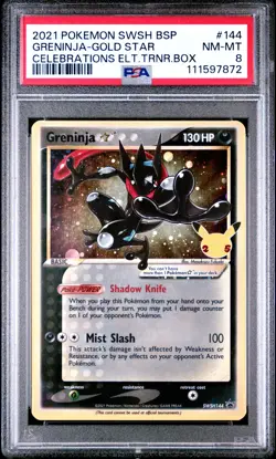 2021 POKEMON SWSH BLACK STAR PROMO #144 GRENINJA-GOLD STAR PSA 8 - Image 1