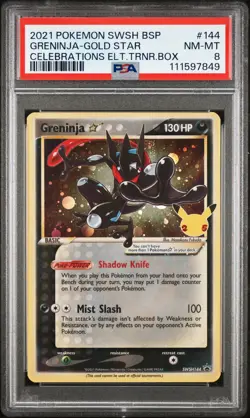 2021 POKEMON SWSH BLACK STAR PROMO #144 GRENINJA-GOLD STAR PSA 8 - Image 1