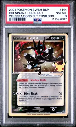 2021 POKEMON SWSH BLACK STAR PROMO #144 GRENINJA-GOLD STAR PSA 8 - Image 1
