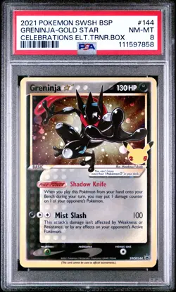 2021 POKEMON SWSH BLACK STAR PROMO #144 GRENINJA-GOLD STAR PSA 8 - Image 1