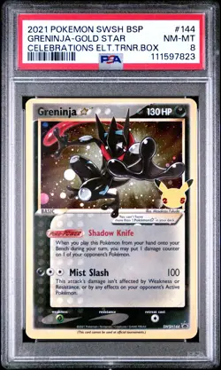 2021 POKEMON SWSH BLACK STAR PROMO #144 GRENINJA-GOLD STAR PSA 8 - Image 1