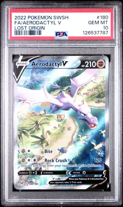 Pokemon Aerodactyl V Alt Full Art 180/196 SWSH Lost Origin #180 GEM MINT PSA 10 - Image 1