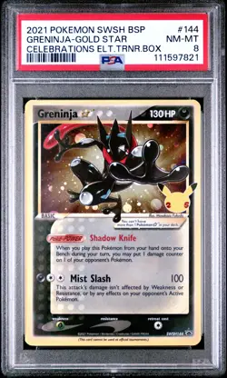 2021 POKEMON SWSH BLACK STAR PROMO #144 GRENINJA-GOLD STAR PSA 8 - Image 1
