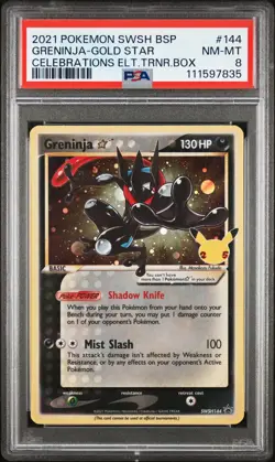 2021 POKEMON SWSH BLACK STAR PROMO #144 GRENINJA-GOLD STAR PSA 8 - Image 1