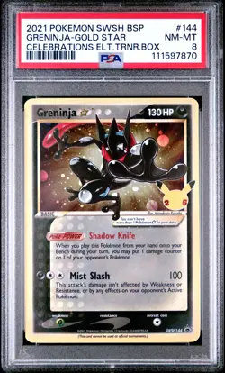 2021 POKEMON SWSH BLACK STAR PROMO #144 GRENINJA-GOLD STAR PSA 8 - Image 1