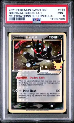 2021 POKEMON SWSH BLACK STAR PROMO #144 GRENINJA-GOLD STAR PSA 9 - Image 1