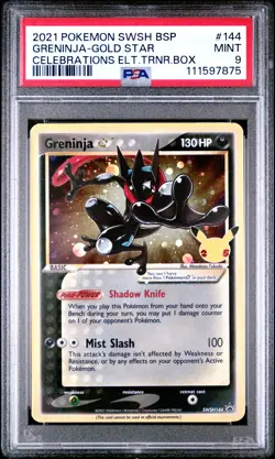 2021 POKEMON SWSH BLACK STAR PROMO #144 GRENINJA-GOLD STAR PSA 9 - Image 1