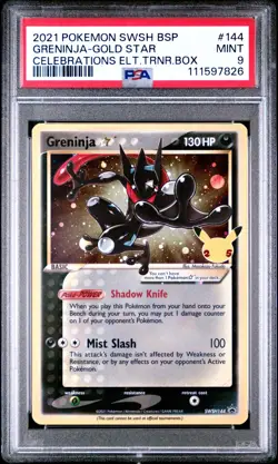 2021 POKEMON SWSH BLACK STAR PROMO #144 GRENINJA-GOLD STAR PSA 9 - Image 1