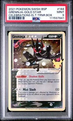 2021 POKEMON SWSH BLACK STAR PROMO #144 GRENINJA-GOLD STAR PSA 9 - Image 1