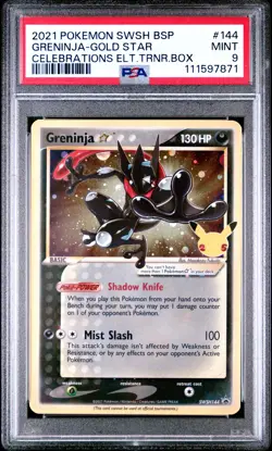 2021 POKEMON SWSH BLACK STAR PROMO #144 GRENINJA-GOLD STAR PSA 9 - Image 1
