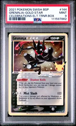 2021 POKEMON SWSH BLACK STAR PROMO #144 GRENINJA-GOLD STAR PSA 9 - Image 1