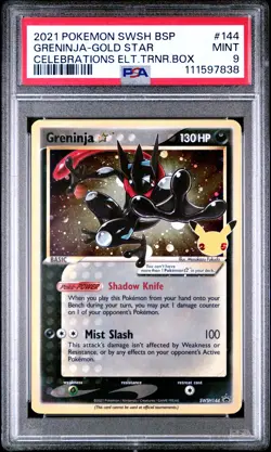 2021 POKEMON SWSH BLACK STAR PROMO #144 GRENINJA-GOLD STAR PSA 9 - Image 1
