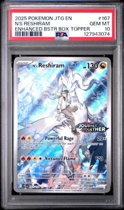 2025 POKEMON JTG EN-JOURNEY TOGETHER #167 N'S RESHIRAM PSA 10 - Image 1