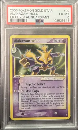 2006 POKEMON EX CRYSTAL GUARDIANS GOLD STAR ALAKAZAM-HOLO PSA 6 EXCELLENT-MINT - Image 1