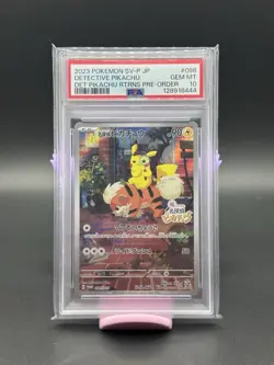 2023 POKEMON JAPANESE SV-P PROMO PRE-ORDER #098 DETECTIVE PIKACHU PSA 10 - Image 1