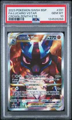 2023 POKEMON SWSH BLACK STAR PROMO #291 FULL ART/LUCARIO VSTAR PSA 10 - Image 1