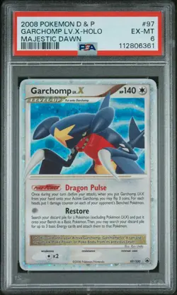 2008 POKEMON DIAMOND & PEARL MAJESTIC DAWN #97 GARCHOMP LV.X-HOLO PSA 6 - Image 1