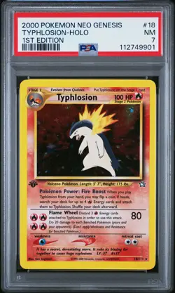 TYPHLOSION Neo Genesis 1st Edition Holo Rare #18 PSA 7 Vintage Pokemon - Image 1