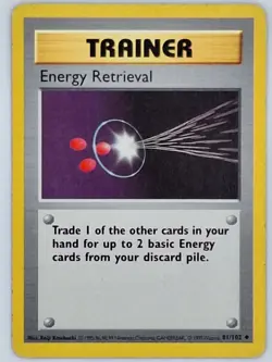 Pokemon Energy Retrieval 81/102 Uncommon Shadowless MP - Image 1