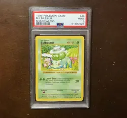 Pokemon Game PSA 9 MINT Base set Shadowless Bulbasaur Card 1999 #44 - Image 2