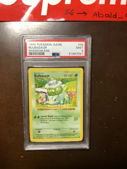 Pokemon Game PSA 9 MINT Base set Shadowless Bulbasaur Card 1999 #44 - Image 3