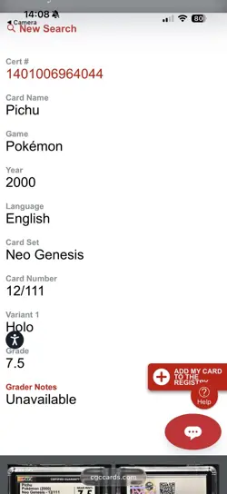 Pokemon Pichu TCG Neo Genesis Holo Rare Card 12/111 - Image 3