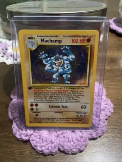 1995 1ST EDITION AUTHENTIC SUPER RARE HOLO FOIL MACHAMP POKEMON CARD SEALED ! - Image 1