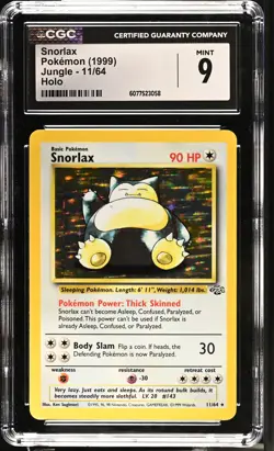 CGC 9 Snorlax 11/64 Holo Jungle Pokemon Card - Image 1