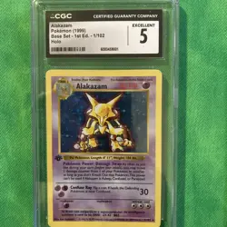 1999 POKEMON BASE SET 1ST EDITION ALAKAZAM CGC 5 - Image 1