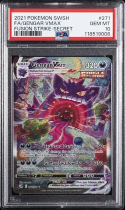 2021 POKEMON SWORD & SHIELD FUSION STRIKE SECRET FULL ART/GENGAR VMAX PSA 10 - Image 1