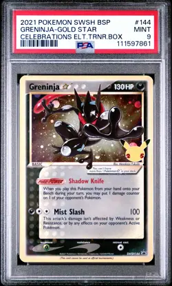 2021 POKEMON SWSH BLACK STAR PROMO #144 GRENINJA-GOLD STAR PSA 9 - Image 1