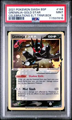 2021 POKEMON SWSH BLACK STAR PROMO #144 GRENINJA-GOLD STAR PSA 9 - Image 1