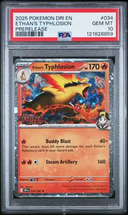 2025 Pokemon Dri EN-Destined Rivals Ethan's Typhlosion #034 Prerelease PSA 10 - Image 1