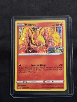 Moltres SWSH185 Stamped Brilliant Stars Pokemon Card TCG NM Black Star Promo - Image 1