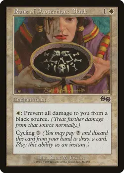 Rune of Protection: Black - Urza's Saga (USG) - MTG Rare English Non Foil - Image 1