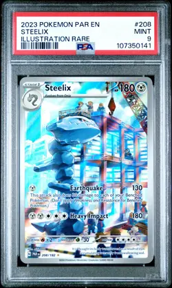 2023 POKEMON PAR EN-PARADOX RIFT ILLUSTRATION RARE #208 STEELIX PSA 9 - Image 1