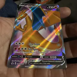 Pokemon TCG Charizard V SWSH050 Black Star Promo Full Art Holo Sword & Shield - Image 3