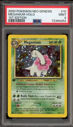 Pokemon Meganium Neo Genesis 1st Edition Holo Rare #10 PSA 9 Mint - Image 1